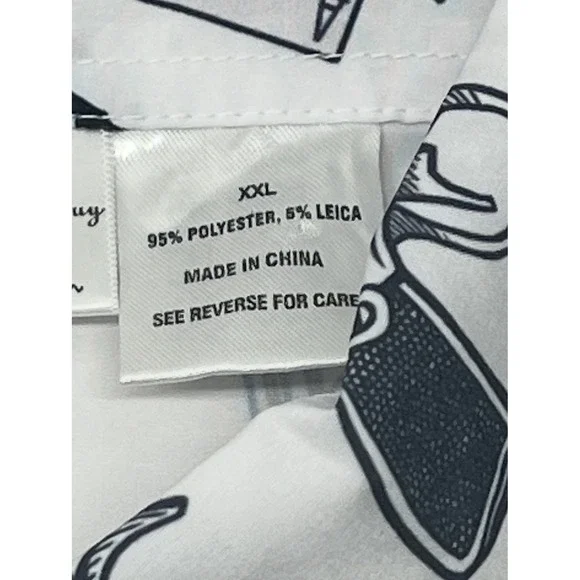 Funny Guy Mugs Gun Skull Print Shirt XXL White Graphic Button Up Men's Top - Picture 11 of 12